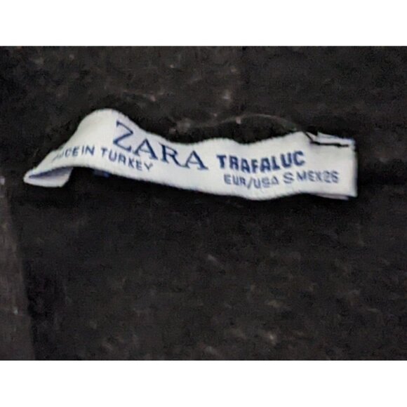 Crop Zara Trafaluc Women Hoodie Sweatshirt London Black Baggy Knit Fleece Size S - Picture 5 of 5